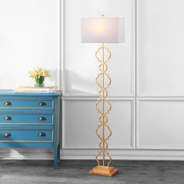 Selina 64.5" Iron Ogee Trellis Modern LED Floor Lamp - JONATHAN Y